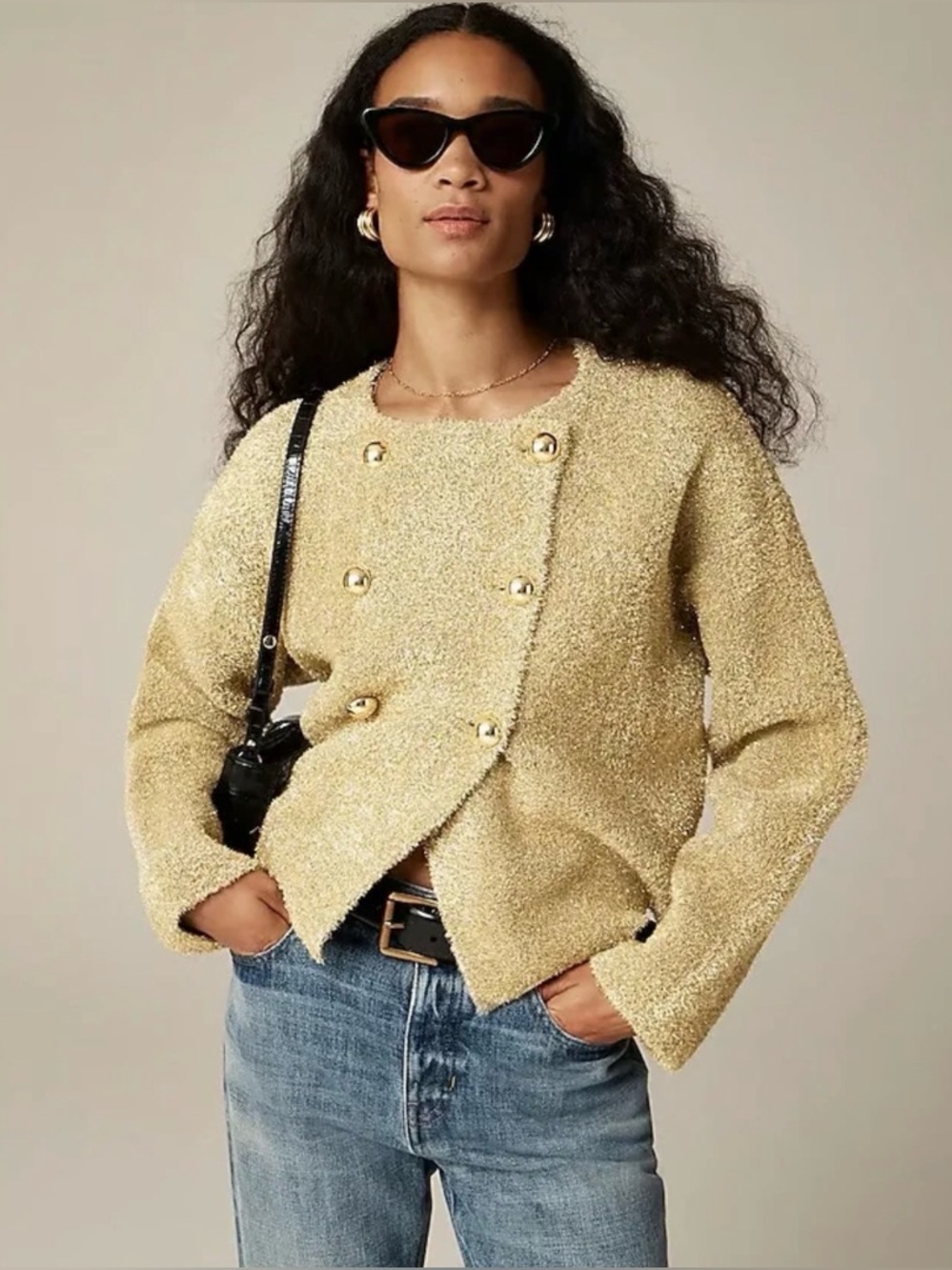 J.Crew Collection Oversized Double-faced Cardigan in Gold Metallic Jacket S